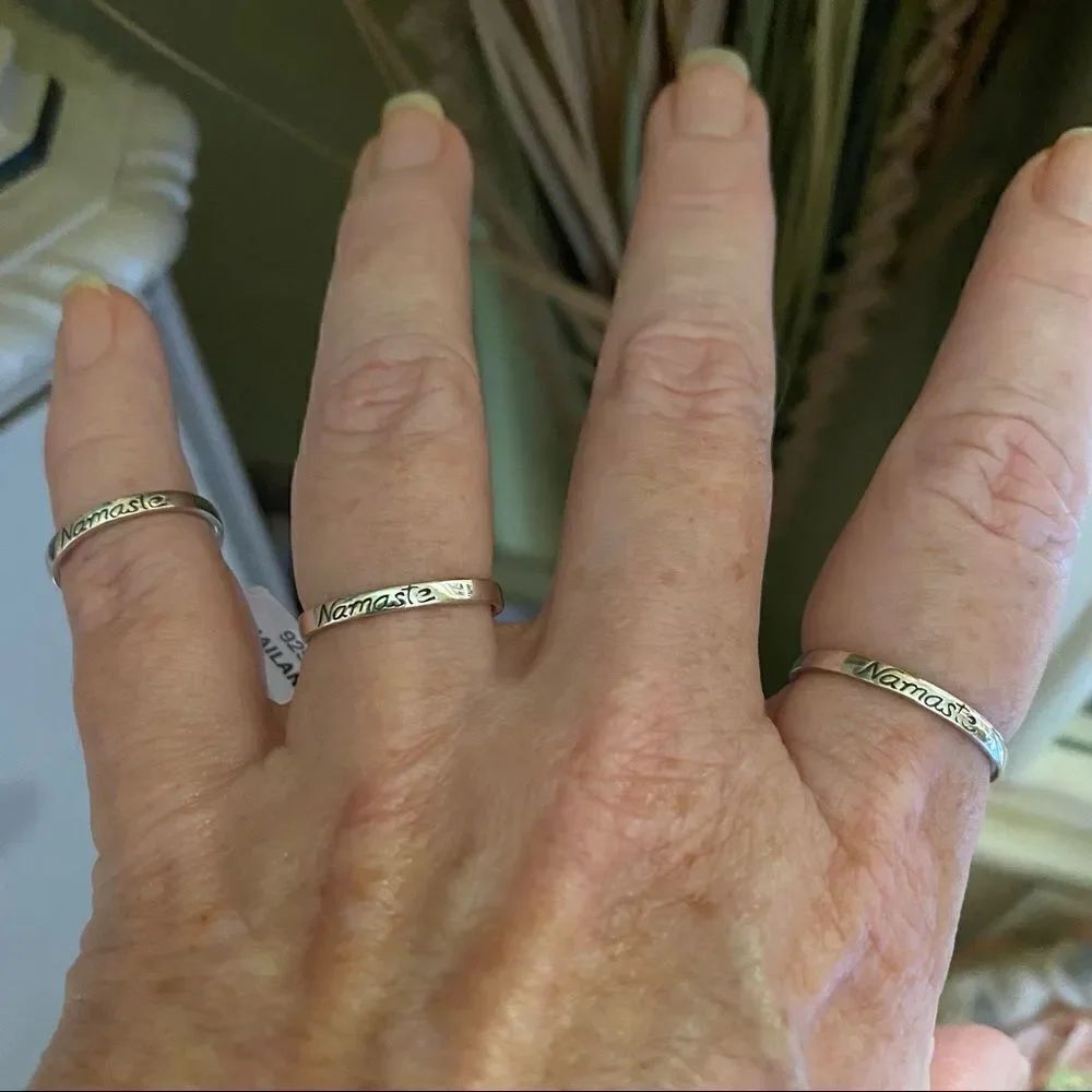 Namaste High Polish Sterling Silver Band Ring